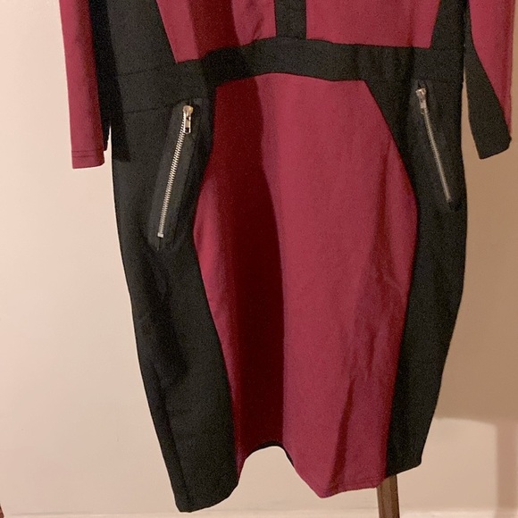NWT Homeyee | Women’s Fushia/Black Stretch Tunic Pencil Sheath Dress - Size 16 - Picture 4 of 15